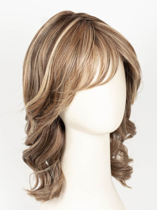 MACADAMIA LATTE R | A combination of Medium and Light Brown, highlighted with Light Gold Blonde, and a mixture of Ash Blonde and Light Gold Blonde, Rooted with Medium and Light Brown