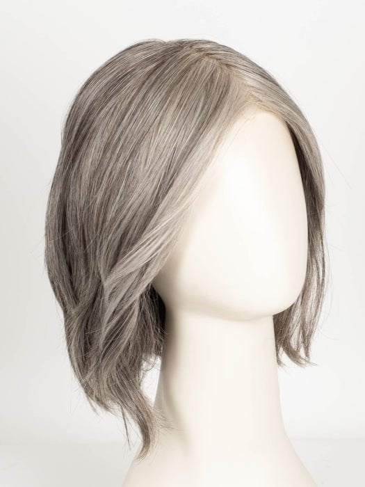 SILVER-STONE | Silver Medium Brown blend that transitions to more Silver then Medium Brown then to Silver Bangs