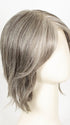 SILVER-STONE | Silver Medium Brown blend that transitions to more Silver then Medium Brown then to Silver Bangs