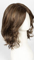 ALMOND ROCKA R | Rooted Dark Golden Brown base color with Strawberry Blonde and Bright Cooper evenly blended highlights
