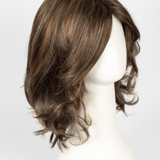 ALMOND ROCKA R | Rooted Dark Golden Brown base color with Strawberry Blonde and Bright Cooper evenly blended highlights