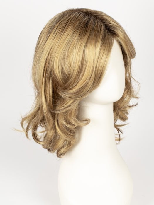 BUTTER PECAN-R | Rooted Dark with a Light Golden Blonde base with Brown and Medium Auburn evenly blended lowlights