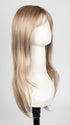 NUTMEG F | Rooted Medium Blonde and Honey Brown Base Frosted with Platinum Blonde Highlights