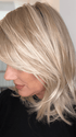 Jenny B. @thewiggygirl wearing LUNA by ELLEN WILLE in color LIGHT-CHAMPAGNE-SHADED 101.23.20 | Lightest Neutral Blonde with Light Blonde and Silver White blend with light shaded roots