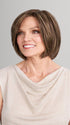 Model is wearing AVA in 8RH14 MOUSSE CAKE | Medium Brown with 33% Medium Natural Blonde Highlights