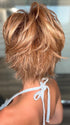 Roxie is wearing AVENUE SOFT by ELLEN WILLE in LIGHT BERNSTEIN ROOTED 12.26.27 | Lightest Brown, Light Golden Blonde, and Dark Strawberry Blonde Blend with Shaded Roots