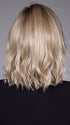 Model is wearing BUTTERCAKE BLONDE-R | A neutral-warm blonde blend featuring light brown, ash, and lightest blonde tones with natural-looking darker roots for added depth and realism.