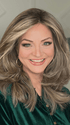 Sandy Holston @i_be_wiggin wearing CURVE APPEAL by RAQUEL WELCH WIGS in color RL12/22SS SHADED CAPPUCCINO | Light Golden Brown Evenly Blended with Cool Platinum Blonde Highlights and Dark Roots
