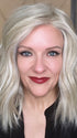 Marcie Mertz @wig.obsessed wearing BIG SPENDER by RAQUEL WELCH in color GF19-23 BISCUIT | Light Ash Blonde Evenly Blended with Cool Platinum Blonde