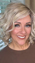 Marcie Mertz @wig.obsessed wearing ECLAT by ELLEN WILLE in color PEARL-BLONDE-ROOTED 101.16.1001 | Pearl Platinum, Dark Ash Blonde, and Medium Honey Blonde mix