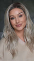 Heather @cjswigs wearing MILANO by BELLE TRESS in color MILKSHAKE BLONDE R | A mixture of Light Sandy Brown, Highlighted with Light Ash Blonde with a Hint of Light Platinum Blonde with a Medium Root Color