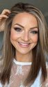Sandy @i_be_wiggin wearing FORTE by BELLE TRESS in color BROWN SUGAR COOKIE R | The roots are a Rich Brown Tone that seamlessly transitions into a Warm, Golden-Brown base. Delicate highlights in honey and toffee tones add dimension