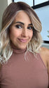 Lorena @faux.hurr.lifee wearing DAZZLING WAVEZ by RENE OF PARIS in shade MELTED MARSHMALLOW | Subtly Warm Dark Sandy Blonde Blend with Medium Brown Roots and Light Ash Blonde Tips and Highlights