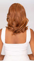 Model is wearing ON MY WAY by RAQUEL WELCH in color RL31/29 FIERY COPPER | Medium Light Auburn Evenly Blended with Ginger Blonde