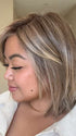 Arlah and Katrina @wearethehairsiss wearing ZARAGOZA by BELLETRESS in color MACADAMIA LATTE R | A combination of Medium and Light Brown, highlighted with Light Gold Blonde, and a mixture of Ash Blonde and Light Gold Blonde, Rooted with Medium and Light Brown
