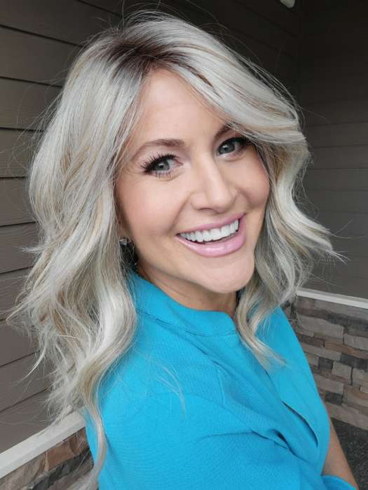 Natalie Gray @vanish.into.thin.hair wearing POLO by BELLE TRESS in color BUTTERBEER R | Dark Brown Base and Root that transitions smoothly into a buttery blonde, infused with creamy honey and toffee tones