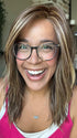 Brea @getwiggywithbrea wearing FENIX by ESTETICA in color CARAMELKISS | Golden Brown with Light Copper Blonde Highlights