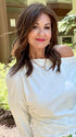 Ellen @agingwithellen is wearing CAMBRIDGE by BELLE TRESS in color MOCHA MAPLE BROWN | A mix of Dark Brown, Medium Brown, Light Auburn, Medium Strawberry