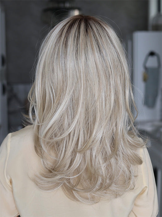 Heather @cjswigs wearing CELESTE by JON RENAU in color FS17/101S18 PALM SPRINGS BLONDE | Light Ash Blonde with Pure White Natural Violet Bold Highlights, Shaded with Dark Natural Ash Blonde