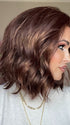 Crystal @crystallhoneycutt wearing CHARLOTTE LARGE by ENVY in color CINNAMON RAISIN | Medium Brown with Auburn and Cinnamon highlights  