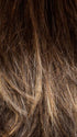 CHOCOLATE-TWIST-R | Dark Brown Root color blended with Cappucino as the base, Coppery Blond Highlights and tipped ends.