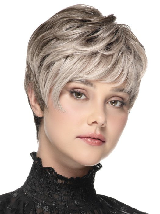 CHOPPED PIXIE by TressAllure in 52/38/49/R8 | 3 Tones of Grey blended with Dark Brown Roots FB MAIN IMAGE