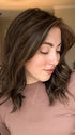 Jen Brown @being_mrs_brown wearing COREY by ENVY in color MEDIUM BROWN | Medium Brown with natural highlights