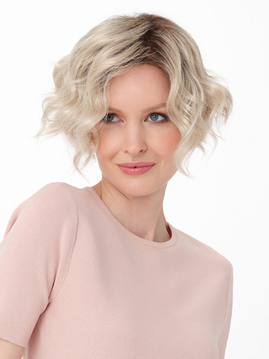 DONNA by ENVY in color SILKY BEIGE | Light Platinum Blonde with Dark Brown Roots