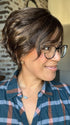 Brea @getwiggywithbrea wearing DONNA by ENVY in color ESPRESSO | A cool, Multi-Dimensional Medium Brown with Darker Brown Roots