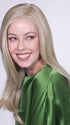 Model is wearing FIRENZE by BELLETRESS in color CAKE-BATTER- BLONDE | A blend of Light Creamy Blonde and Soft Golden Blonde with the balance of Subtle Lighter Highlights.