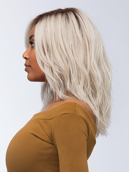 FENIX by ESTETICA in color SILVERSUN/RT8 | Iced Blonde Dusted with Soft Sand and Golden Brown Roots