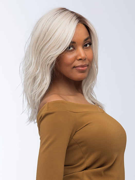 FENIX by ESTETICA in color SILVERSUN/RT8 | Iced Blonde Dusted with Soft Sand and Golden Brown Roots