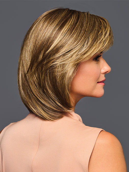 Model is wearing ALL THE RAGE by GABOR in color GF9-24SS SS ICED CAFE LATTE | Dark Brown shaded with Golden Brown