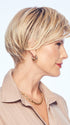 Model is wearing FRIENDSHIP by GABOR in color SS-LIGHT-BLONDE | Light Blonde with Golden Highlights & Dark Brown Roots