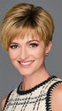 Model is wearing GRACEFUL TOUCH by GABOR in color SS-MEDIUM-BLONDE | Medium Blonde with Warm Highlights & Dark Brown Roots