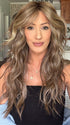Jenna Fail @jenna_fail wearing GAIA by BELLE TRESS in color BROWN-SUGAR-COOKIE-R | The Roots are a Rich Brown Tone that seamlessly transitions into a Warm Golden Brown