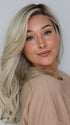 Heather @cjswigs wearing GLAM WAVEZ by RENE OF PARIS in color MILKY OPAL R | A Blend of Creamy Blonde and White Blonde Rooted with Warm Brown
