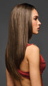 Model is wearing R829S GLAZED HAZELNUT | Medium Brown with Ginger Highlights