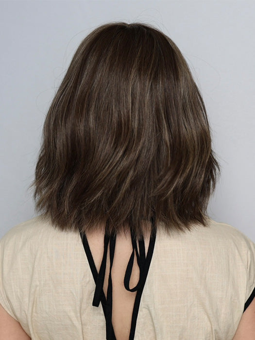 Heather @cjswigs wearing HOLLIE by JON RENAU in color 8RH14 MOUSSE CAKE | Medium Brown with 33% Medium Natural Blonde Highlights