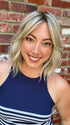 Jen Brown @being_mrs_brown is wearing HOLLIE by JON RENAU in shade FS17/101S18 PALM SPRINGS BLONDE | Light Ash Blonde with Pure White Natural Violet Bold Highlights, Shaded with Dark Natural Ash Blonde