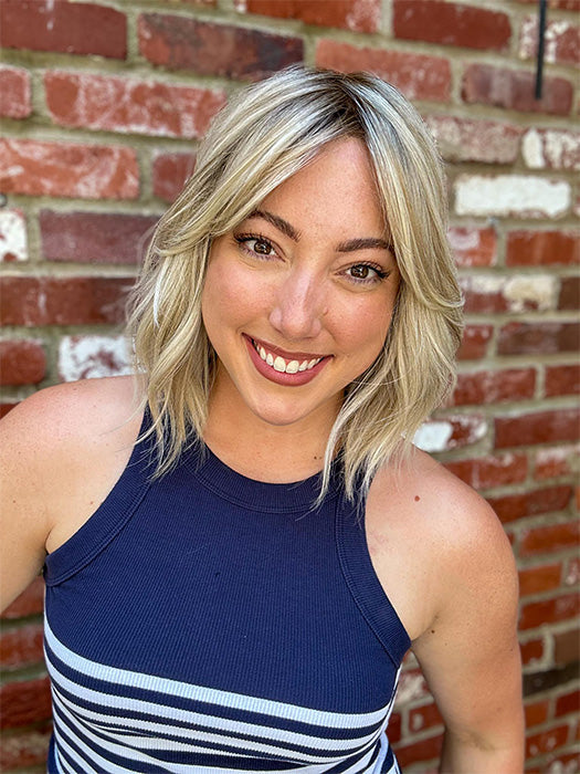 Jen Brown @being_mrs_brown is wearing HOLLIE by JON RENAU in shade FS17/101S18 PALM SPRINGS BLONDE | Light Ash Blonde with Pure White Natural Violet Bold Highlights, Shaded with Dark Natural Ash Blonde