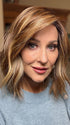 Eileen @crazywiglady is wearing HOLLIE PETITE by JON RENAU in color 10RH16 CAFFE MOCHA | Light Brown with 33% Light Natural Blonde Highlights