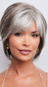 This wig features stacked layers throughout and a feathered fringe