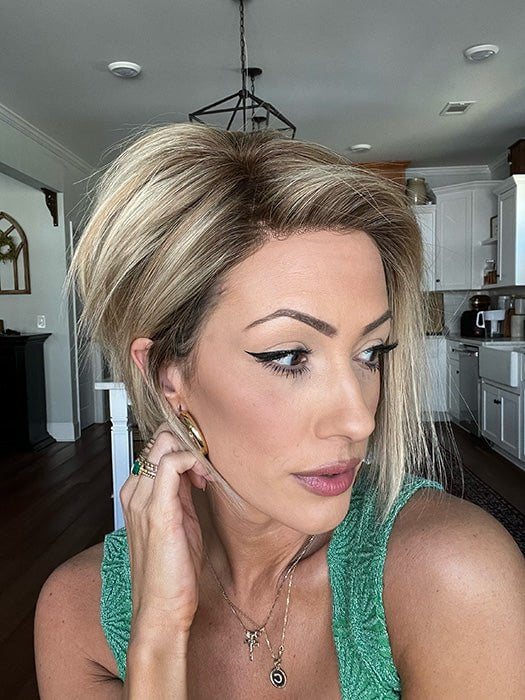 Jenna @Jenna_Fail wearing IGNITE by Jon Renau in FS17/101S18 | Light Ash Blonde with Pure White Natural Violet Bold Highlights, Shaded with Dark Natural Ash Blonde