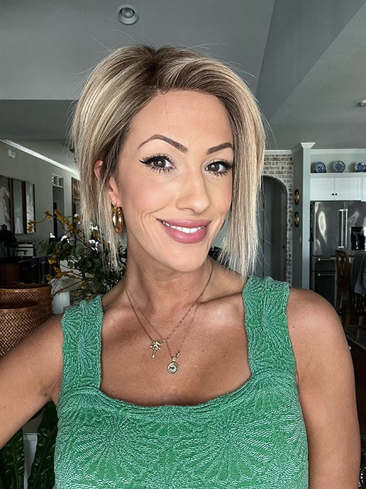 Jenna @Jenna_Fail wearing IGNITE by Jon Renau in FS17/101S18 | Light Ash Blonde with Pure White Natural Violet Bold Highlights, Shaded with Dark Natural Ash Blonde