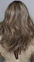 Heather @cjswigs wearing ISABEL by BELLE TRESS in color SHAKEN OATMILK BLONDE R | A Medium and Light Brown Base with Cool and Neutral Blonde, and Light Blonde Highlights with a Medium Brown Root