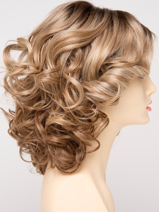 SPARKLING-CHAMPAGNE | Medium Brown roots with overall Strawberry Blonde base and soft Golden Blonde highlights