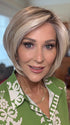 Eileen @crazywiglady is wearing IVY by JON RENAU in color 101/88/27S8 CATALINA BLONDE | Pale blonde with Pure White Natural Violet halo highlights, shaded medium brown