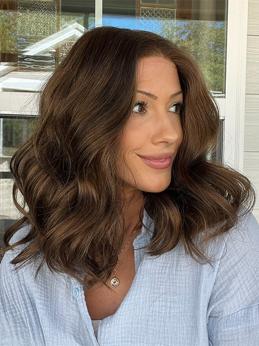 Jenna Fail @jenna_fail wearing MOLLY by ENVY in color MEDIUM BROWN | Medium Brown with natural highlights