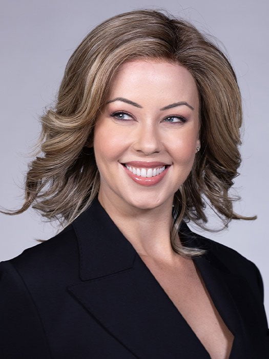 BROWN SUGAR BLONDE-R 6/12/22A+8 | A warm, dimensional blend of medium brown and golden blonde highlights with natural-looking darker roots for depth and a sun-kissed finish.